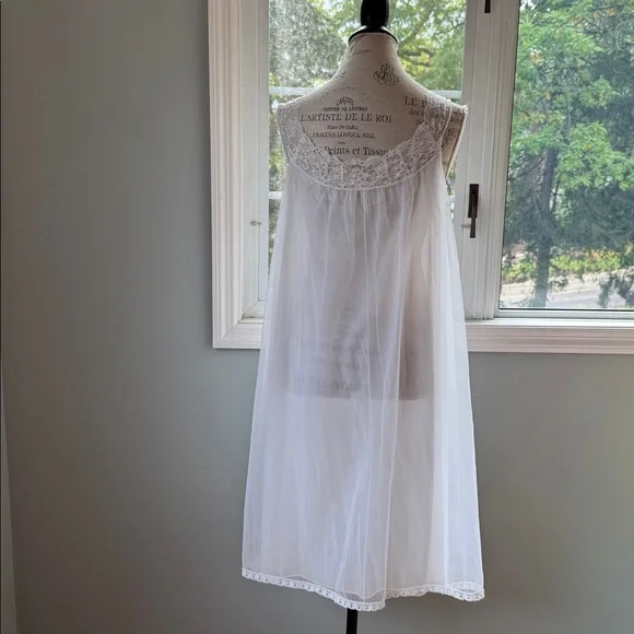 Vintage Vanity Fair peignoir robe & nightgown set Ivory/white floral EVC size L - Picture 9 of 11
